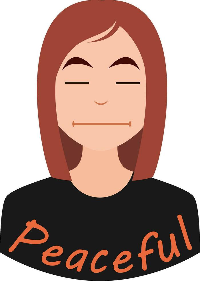 tranquillo, calmo ragazza emoji, illustrazione, vettore su bianca sfondo