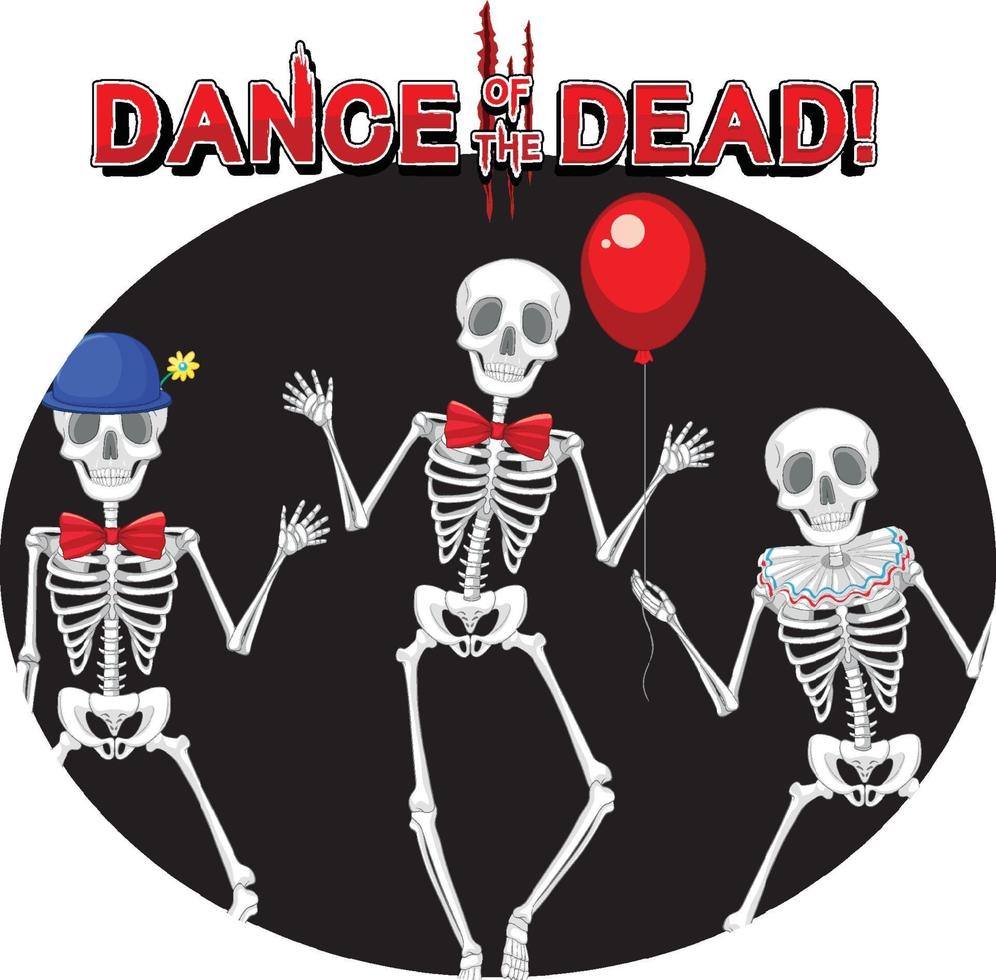 danza dei morti con fantasmi scheletro vettore