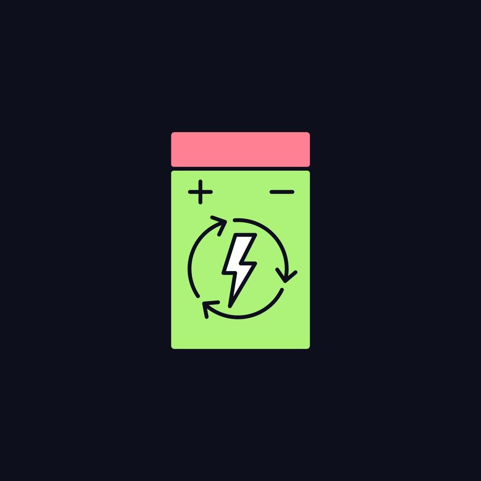 icona dell'etichetta a colori della batteria ricaricabile ai polimeri di litio per il tema scuro vettore