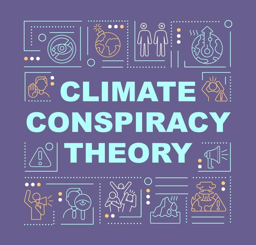 teoria della cospirazione climatica e banner di concetti di parola truffa verde vettore