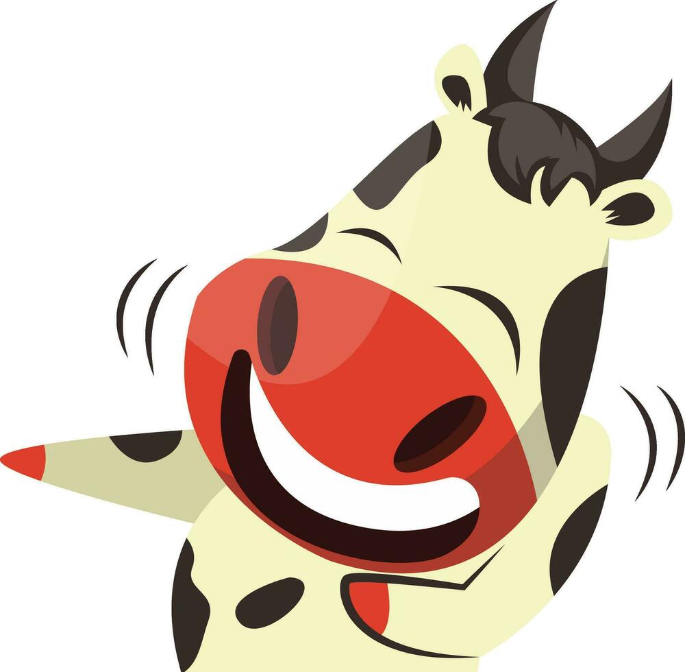 mucca è ridendo, illustrazione, vettore su bianca sfondo.