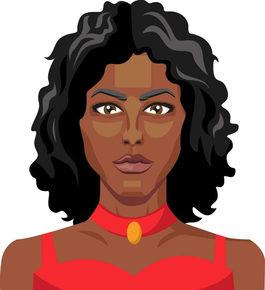 africano ragazza indossare rosso vestito illustrazione vettore su bianca sfondo