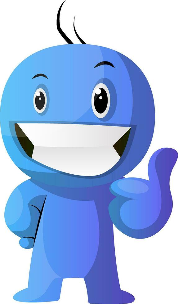blu cartone animato carattere positivo illustrazione vettore su bianca sfondo