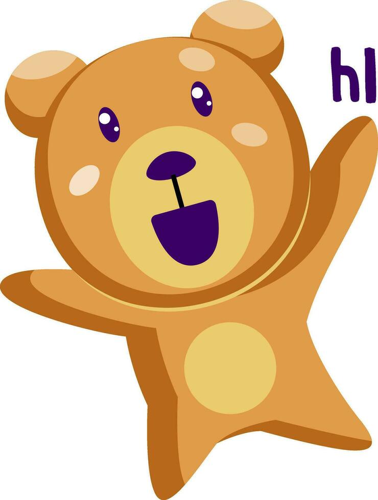 leggero Marrone orsacchiotto orso detto Ciao vettore illustrazione su un' bianca sfondo