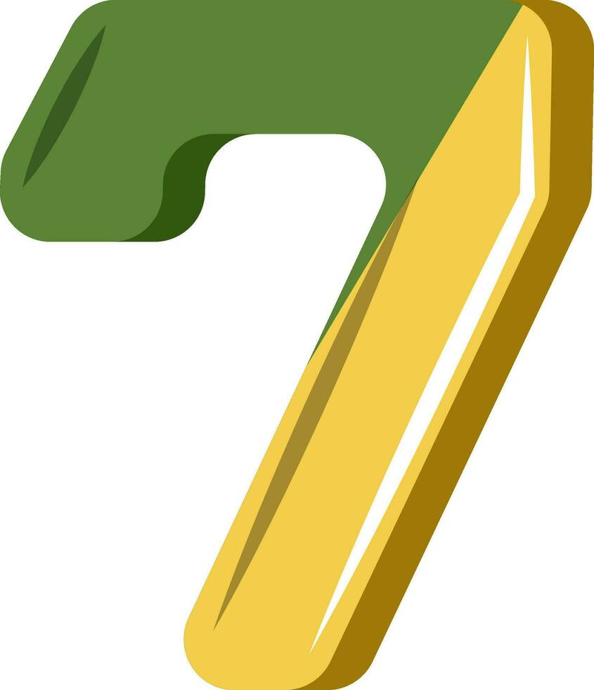 numero Sette nel verde e giallo illustrazione vettore su bianca sfondo