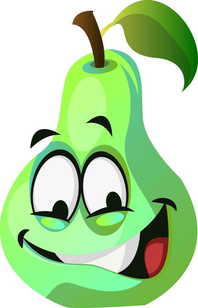 pazzo verde Pera cartone animato viso illustrazione vettore su bianca sfondo