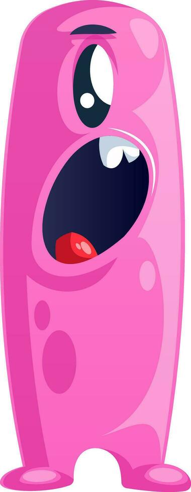 rosa alto mostro personaggio con Aperto bocca bianca sfondo vettore illustrazione.