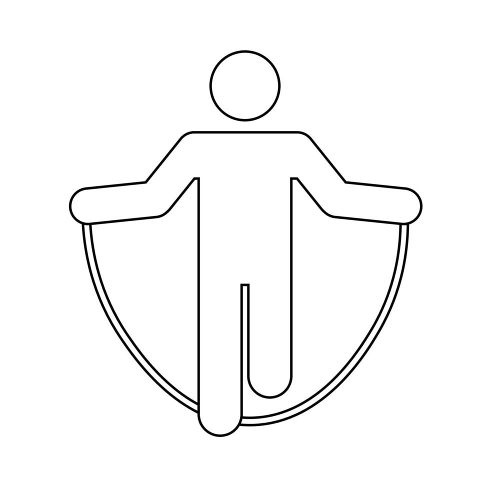 l'uomo usa l'icona della corda per saltare le persone in movimento segno di stile di vita attivo vettore