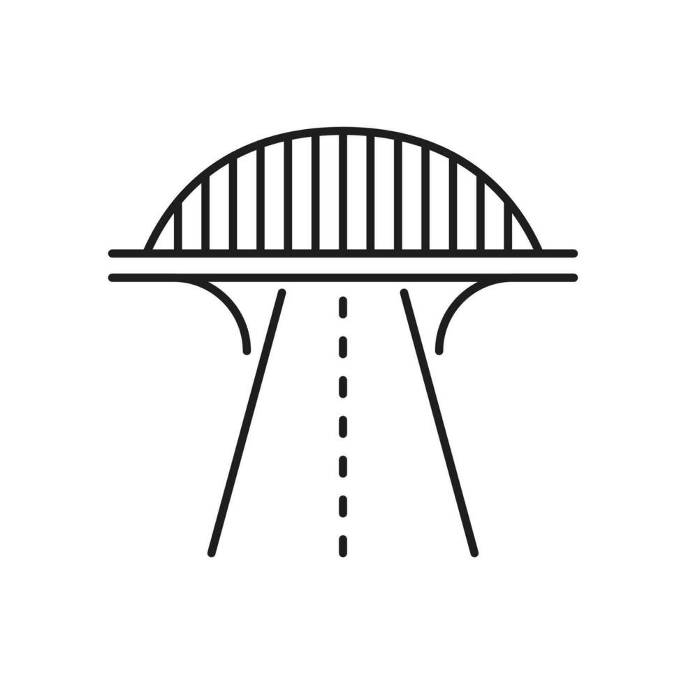 strada autostrada linea icona, strada con ponte itinerario vettore