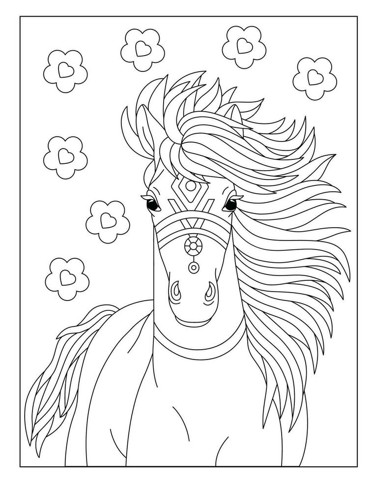 maggior parte bellissimo cavallo colorazione pagine bambini vettore
