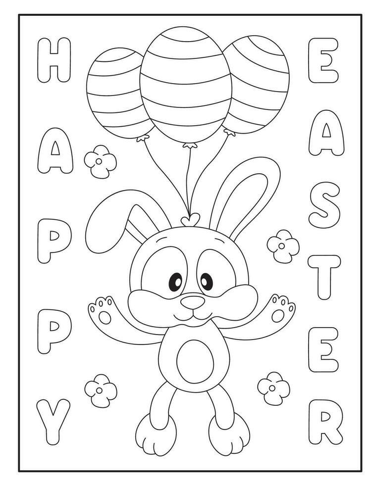 Pasqua coniglietto colorazione pagine per bambini vettore