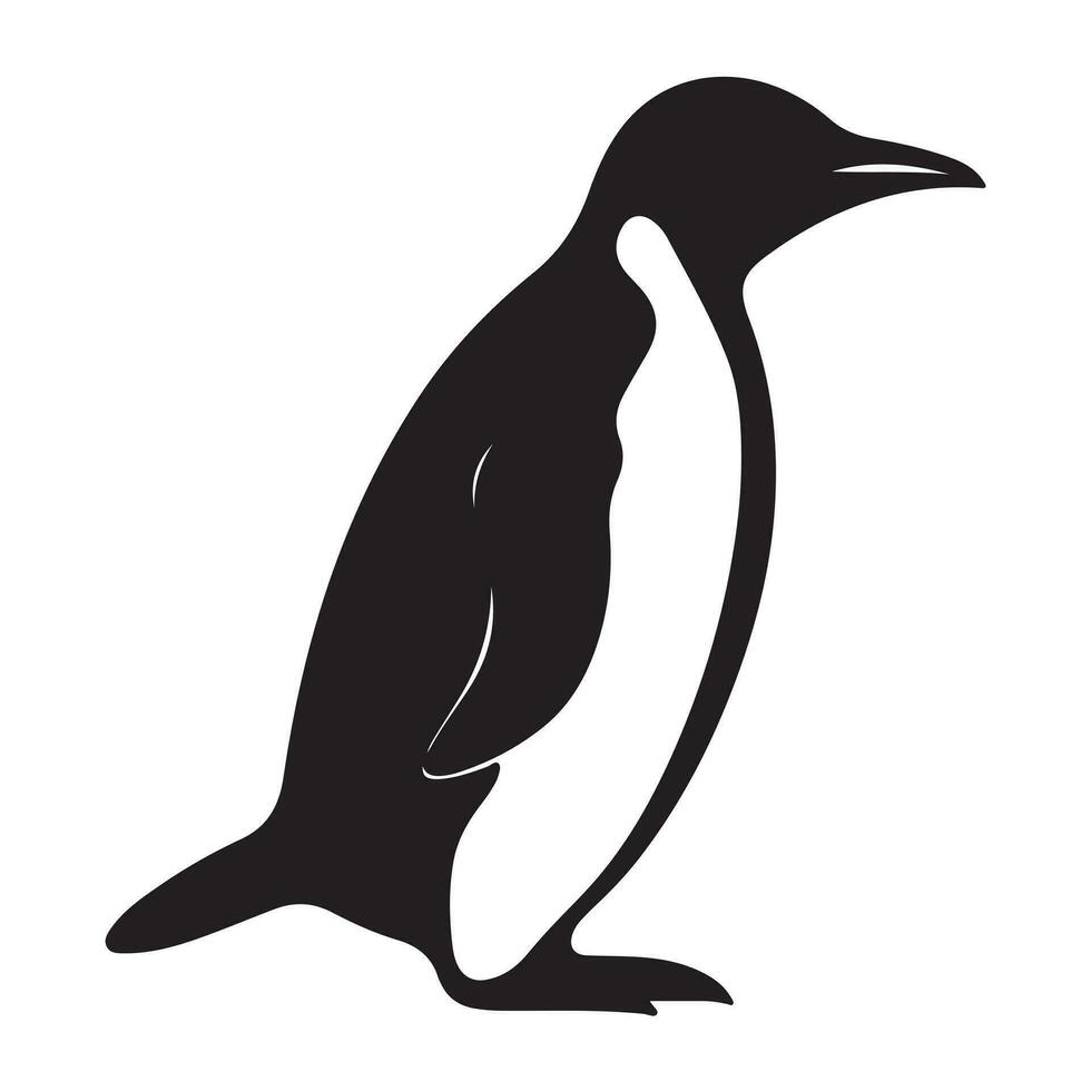 un' nero silhouette pinguino animale vactor vettore