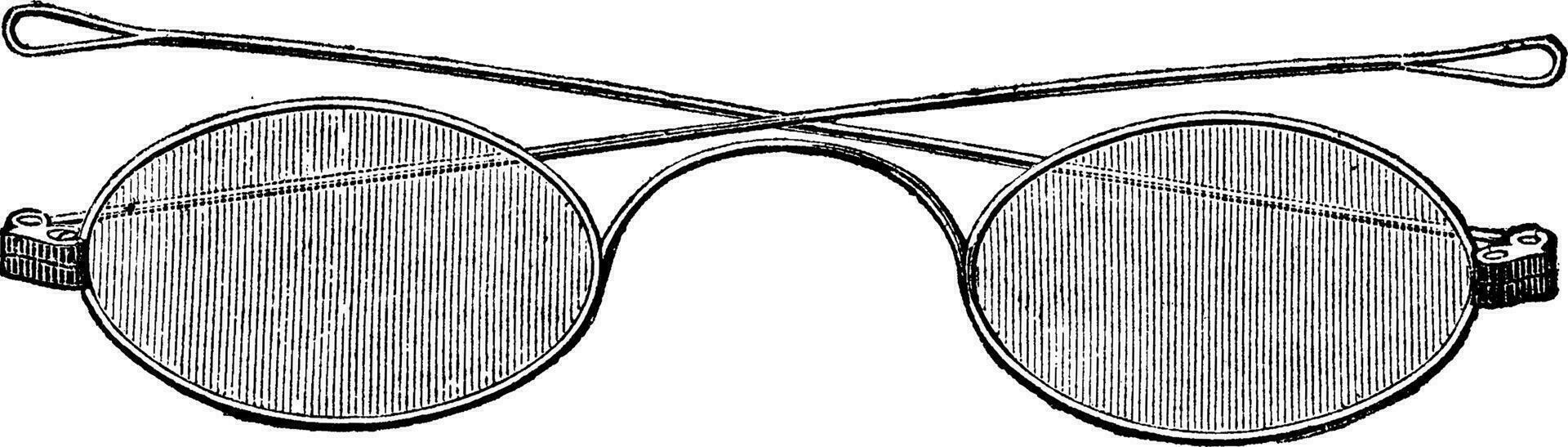occhiali, c ponte, Vintage ▾ incisione. vettore