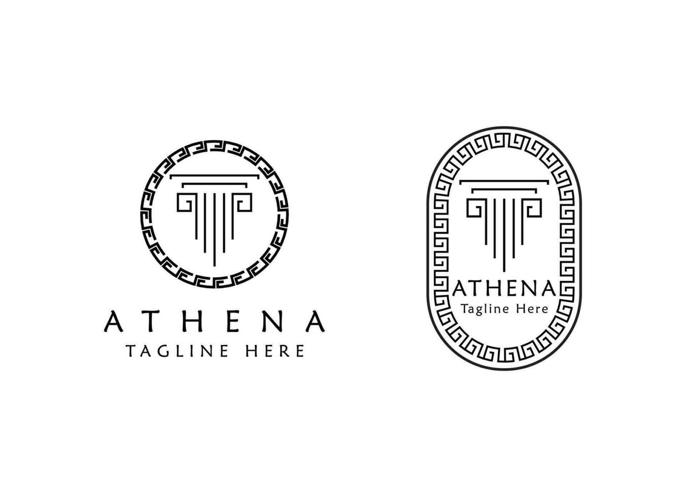 antico greco athena logo design vettore