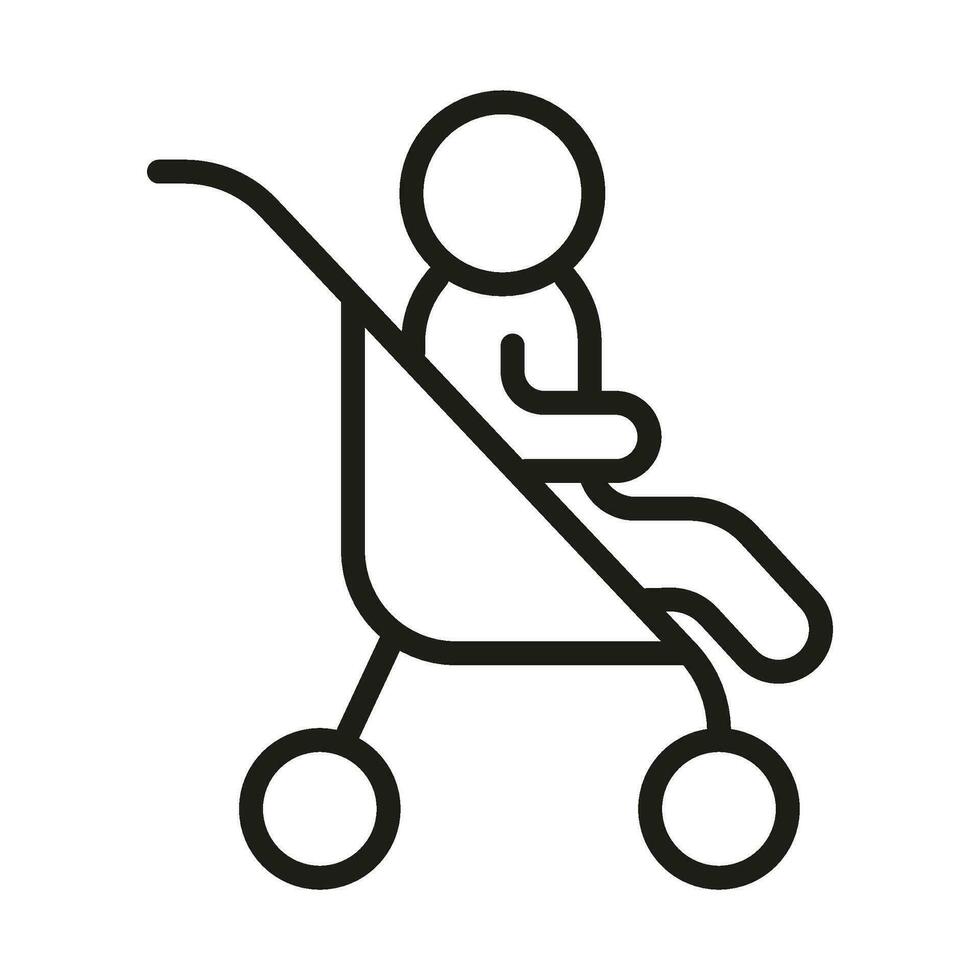 bambino passeggino, linea icona. bambino nel carrozza. vettore illustrazione