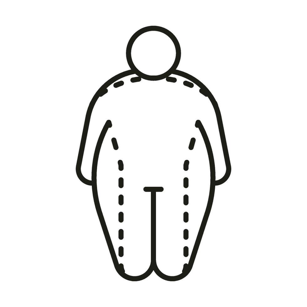 peso perdita, obeso corpo di uomo modificare su magro salutare figura, linea icona. Grasso, grande dimensione e piccolo contorno. rischio diabete. vettore schema illustrazione