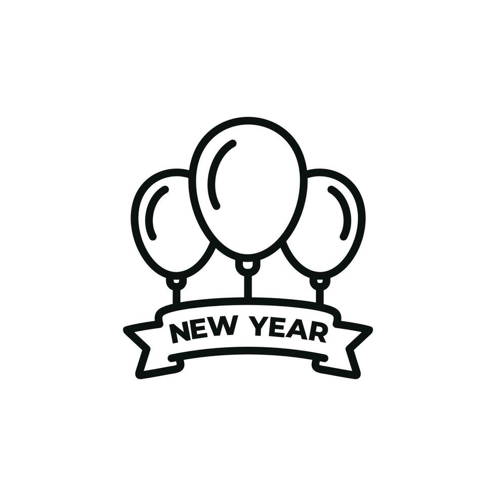 nuovo anno Palloncino linea icona isolato su bianca sfondo vettore