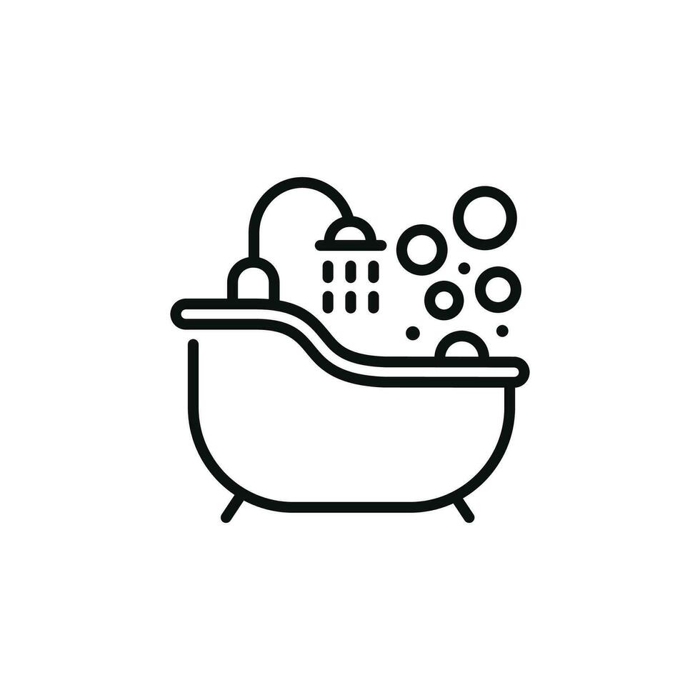 vasca da bagno linea icona isolato su bianca sfondo vettore