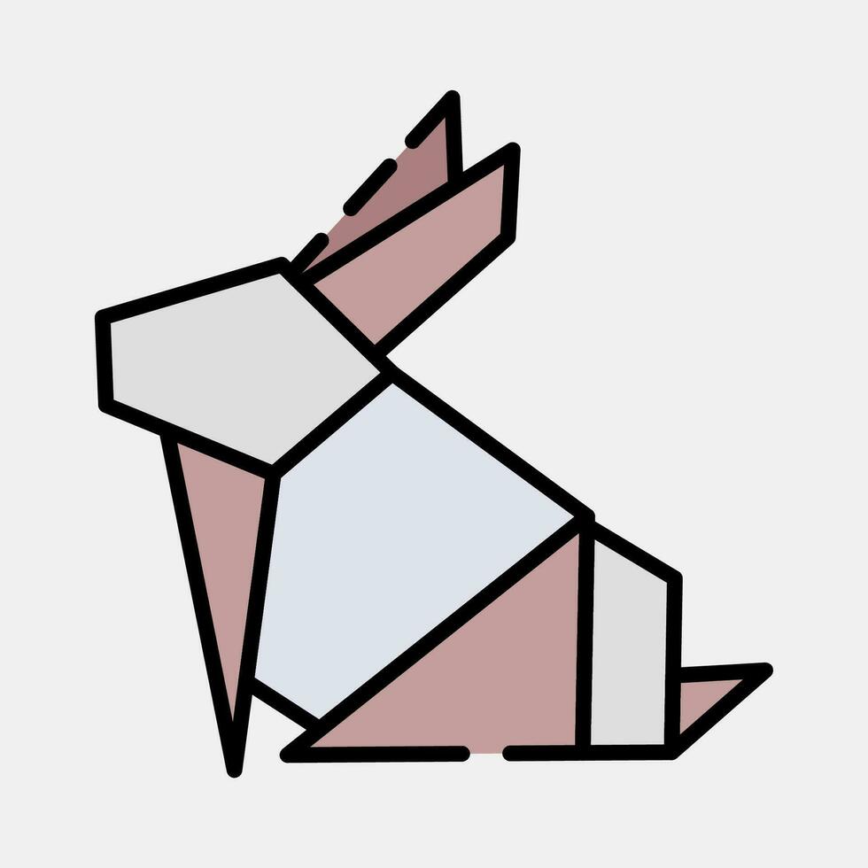 icona coniglietto origami. Cinese zodiaco elementi. icone nel pieno linea stile. bene per stampe, manifesti, logo, annuncio, decorazione, infografica, eccetera. vettore