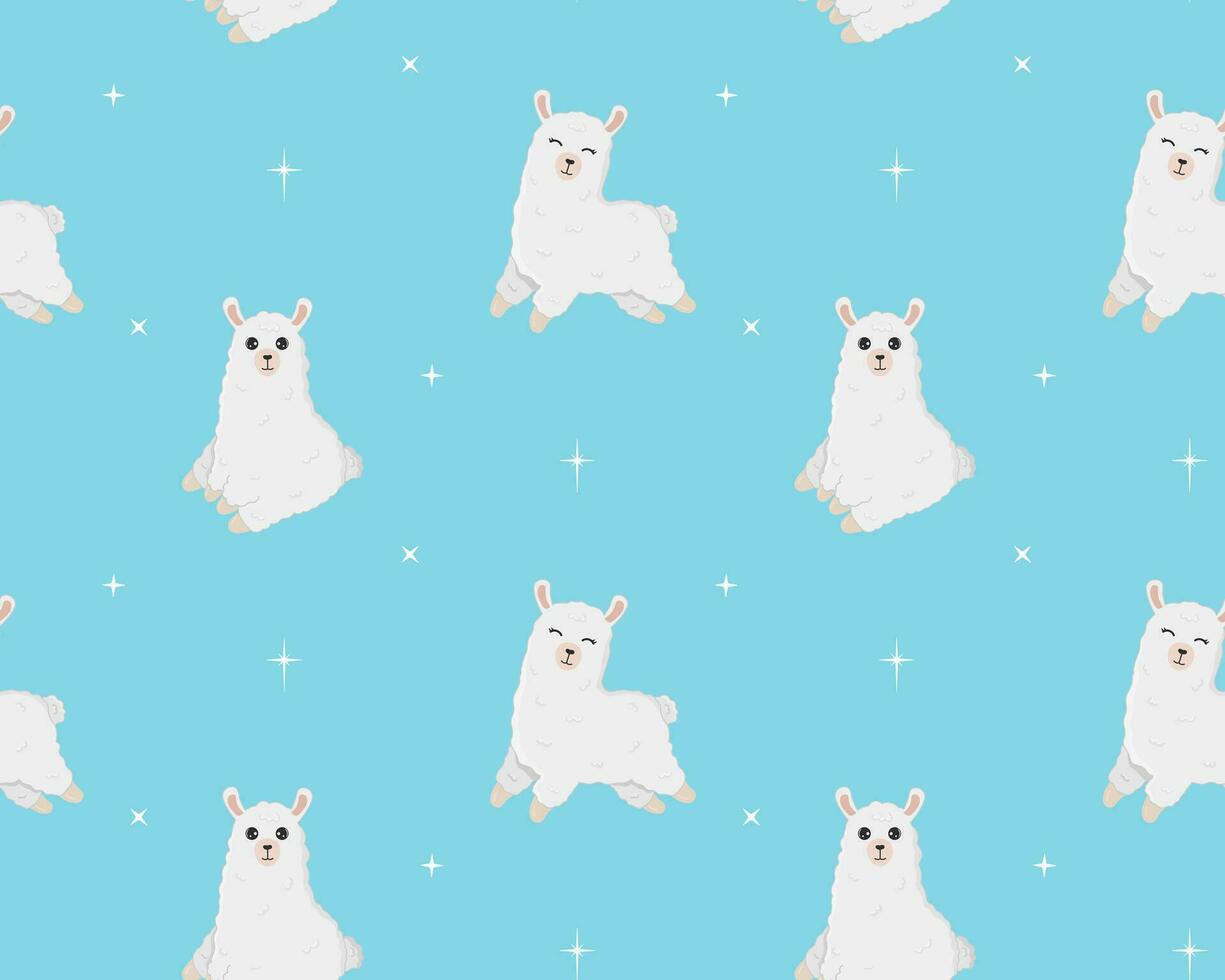 senza soluzione di continuità modello di carino alpaca nel diverso pose vettore