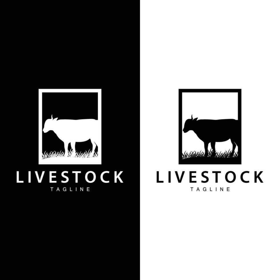 mucca logo, bestiame azienda agricola vettore, silhouette semplice minimalista design illustrazione, simbolo modello vettore