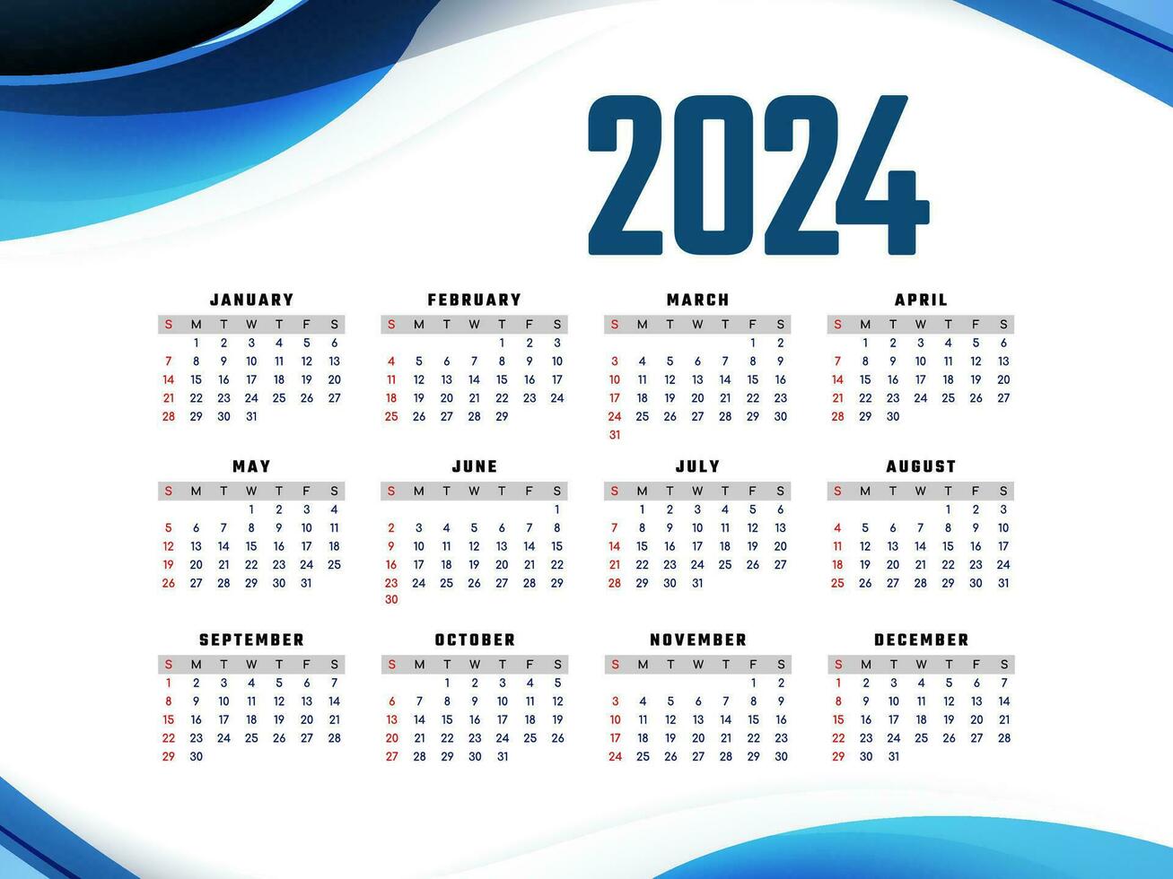 elegante 2024 nuovo anno annuale calendario design vettore
