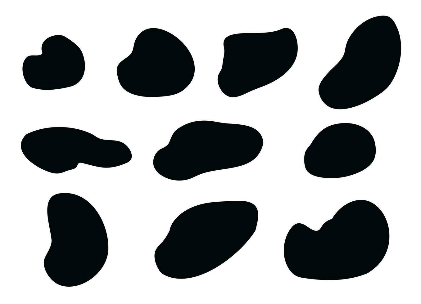 impostato di nero colore astratto fluido forme vettore isolato su bianca sfondo