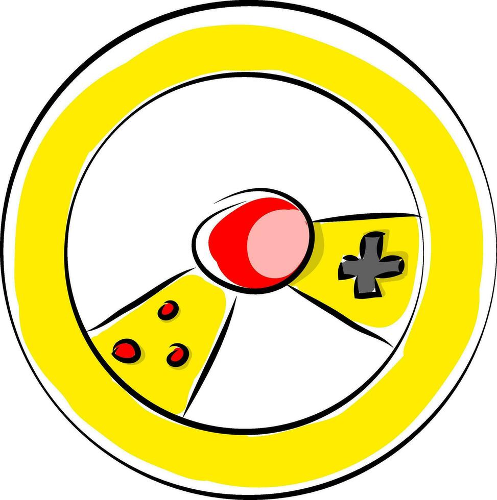 giallo gioco ruota con controlli illustrazione colore vettore su bianca sfondo