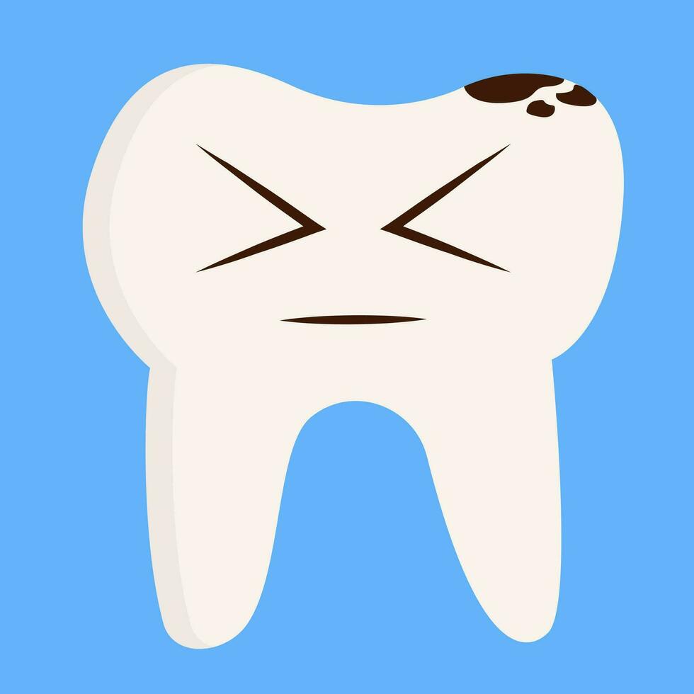 cartone animato di un' malato dente vettore illustrazione su blu sfondo