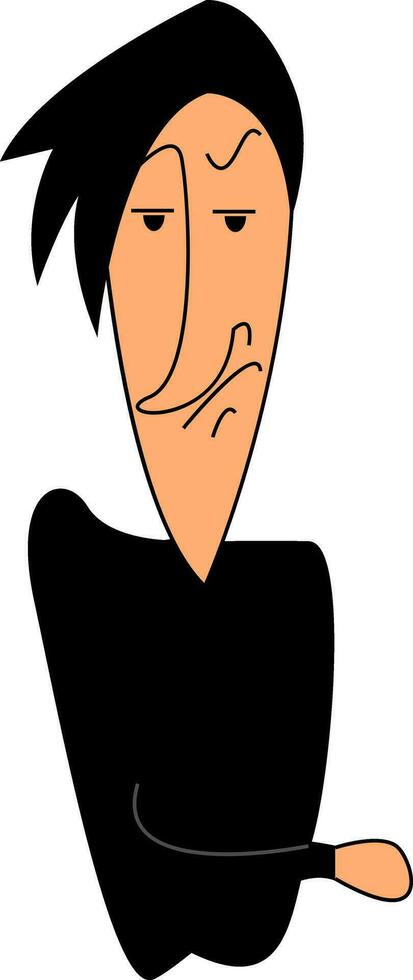 arrabbiato cartone animato uomo nel nero vettore illustrazione su bianca sfondo