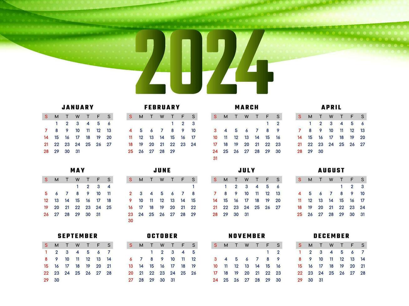 elegante moderno 2024 nuovo anno calendario design vettore