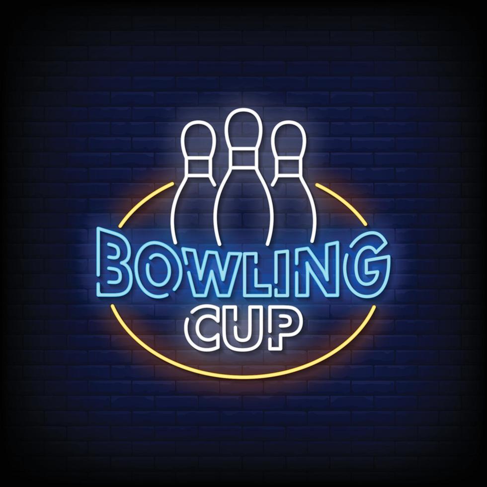 vettore di testo in stile insegne al neon della tazza da bowling