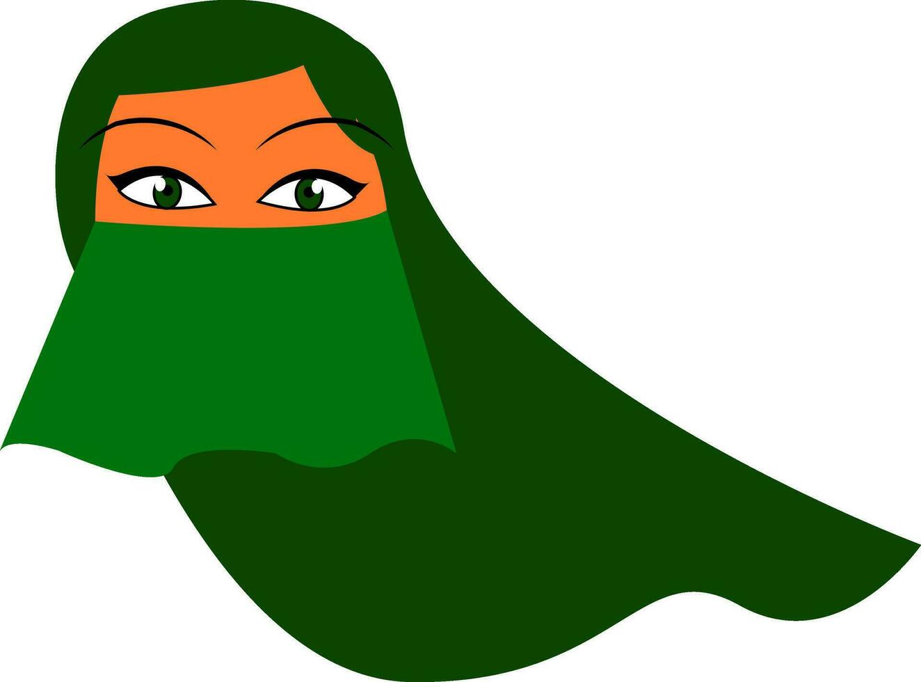 un' donna con sua testa e viso coperto con un' verde sciarpa burqa vettore colore disegno o illustrazione