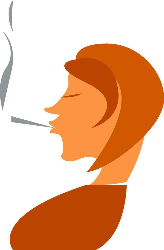un' donna fumo un' sigaretta e pensiero di qualcosa vettore colore disegno o illustrazione
