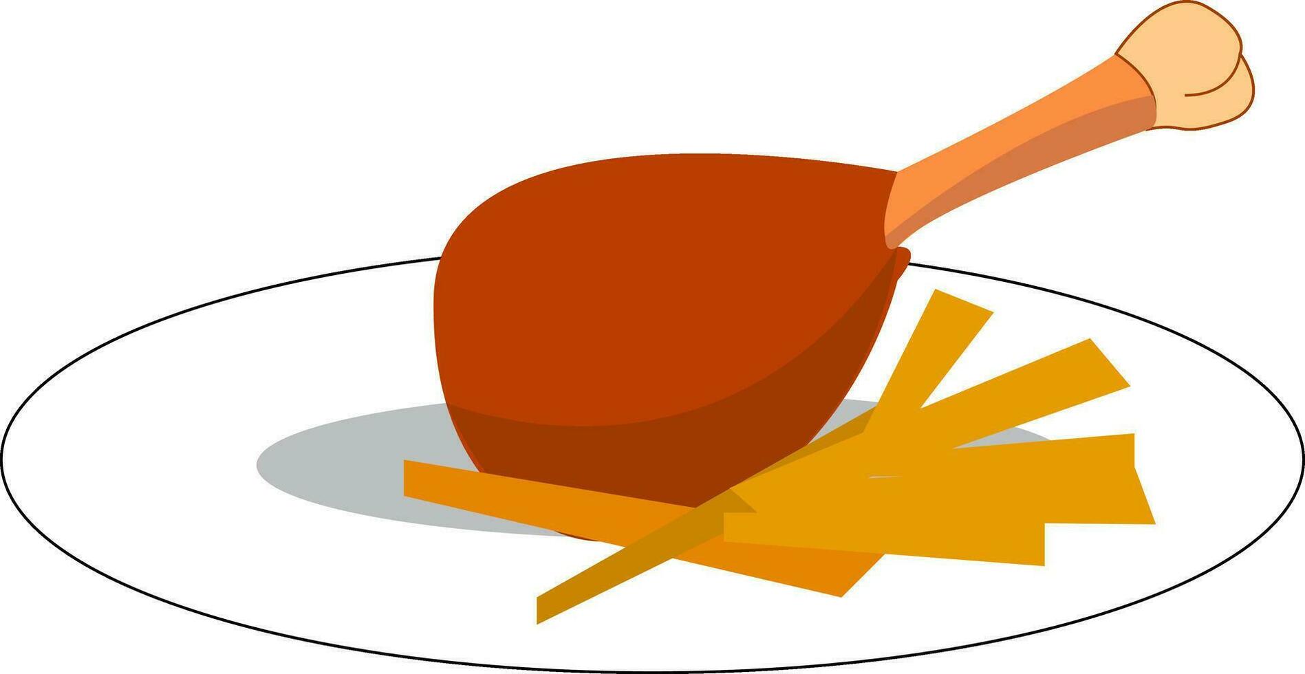 cena piatto servito con pollo gamba pezzo e alcuni francese patatine fritte vettore colore disegno o illustrazione