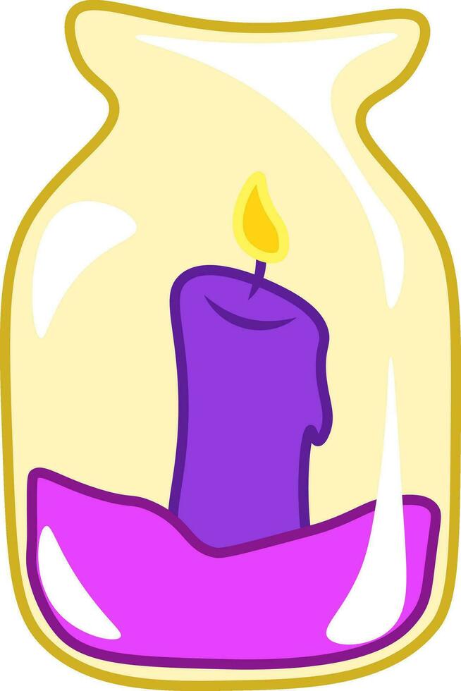 ardente candela dentro un' vaso vettore o colore illustrazione