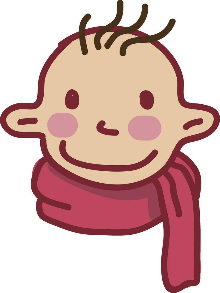 bambino ragazzo con rosa sciarpa vettore o colore illustrazione