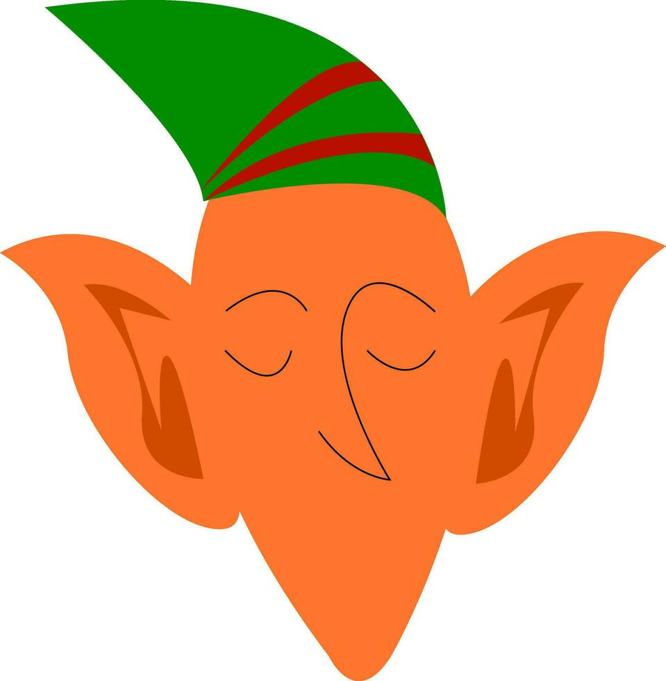 elfo nel verde e rosso cappello vettore o colore illustrazione
