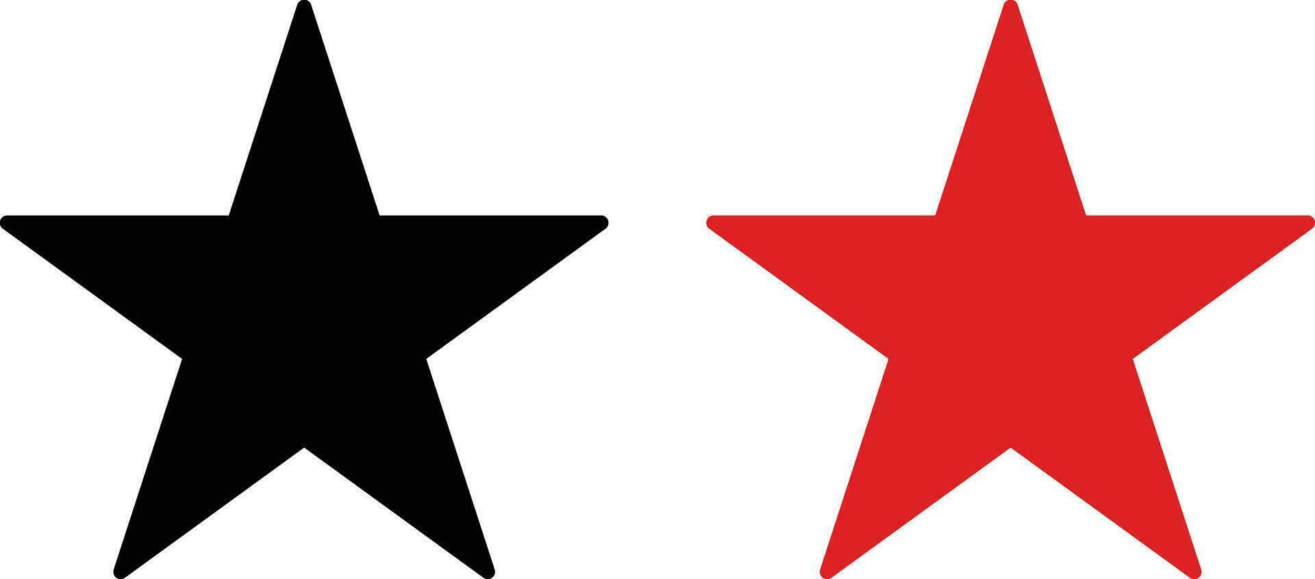 nero e rosso stella icona impostato isolato su bianca sfondo . vettore