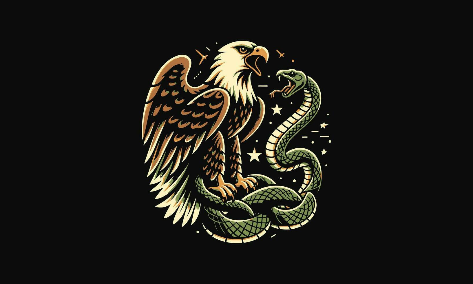 aquila e serpente vettore illustrazione piatto design