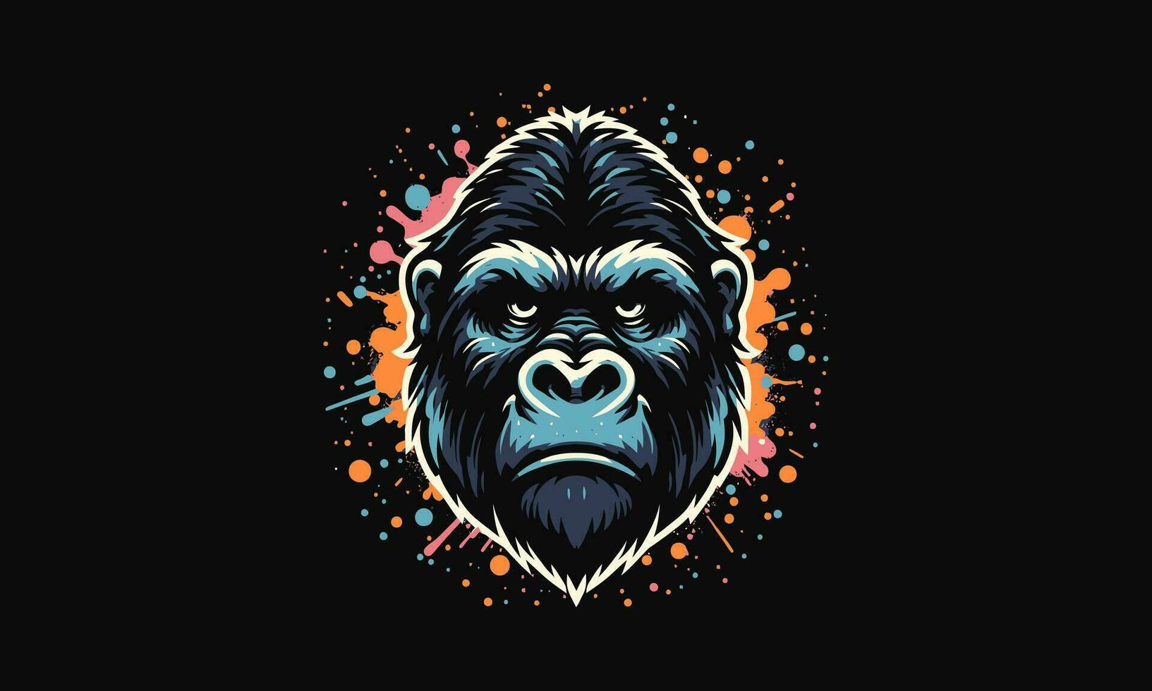 testa gorilla arrabbiato vettore illustrazione piatto design