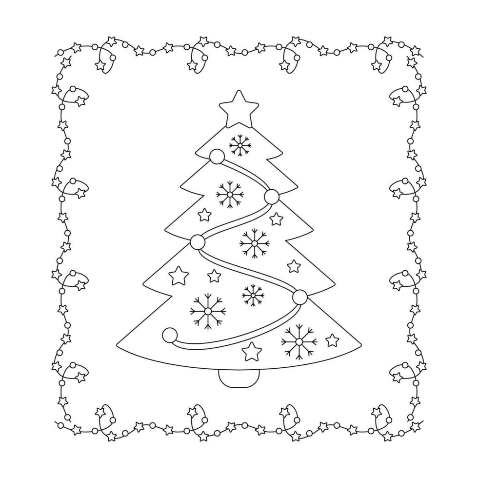 impostato di Natale albero, giocattolo, ornamento per il albero e telaio. vettore