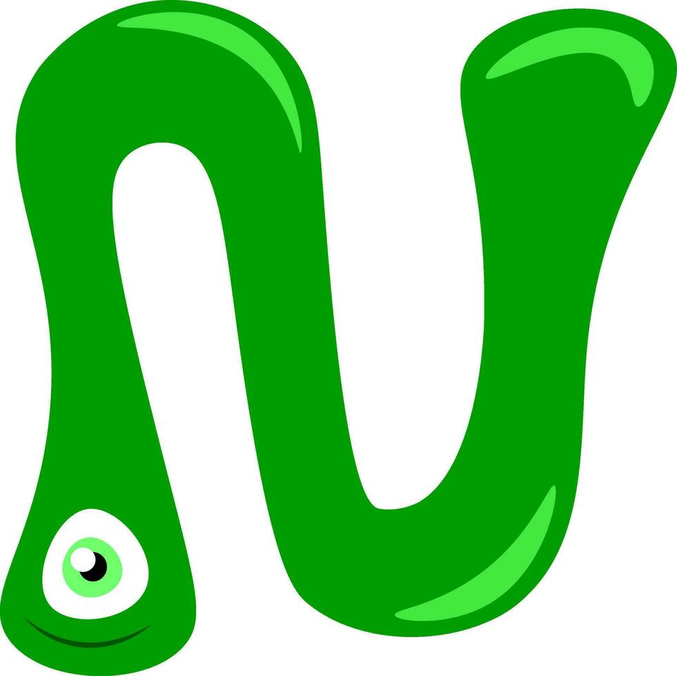 alfabeto n nel serpente forma vettore o colore illustrazione