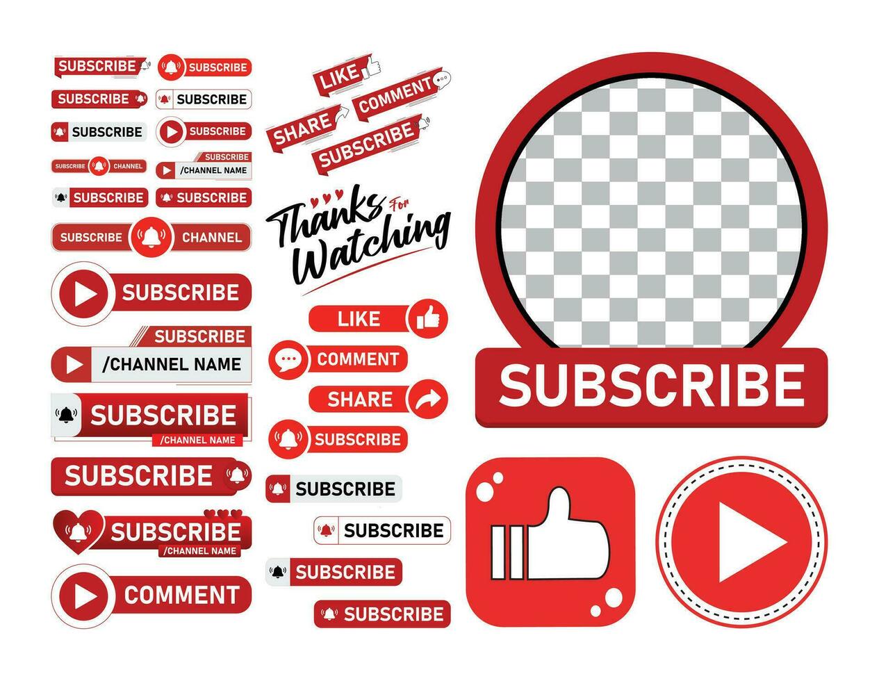 collezione imballare di Youtube elementi vettore design modello