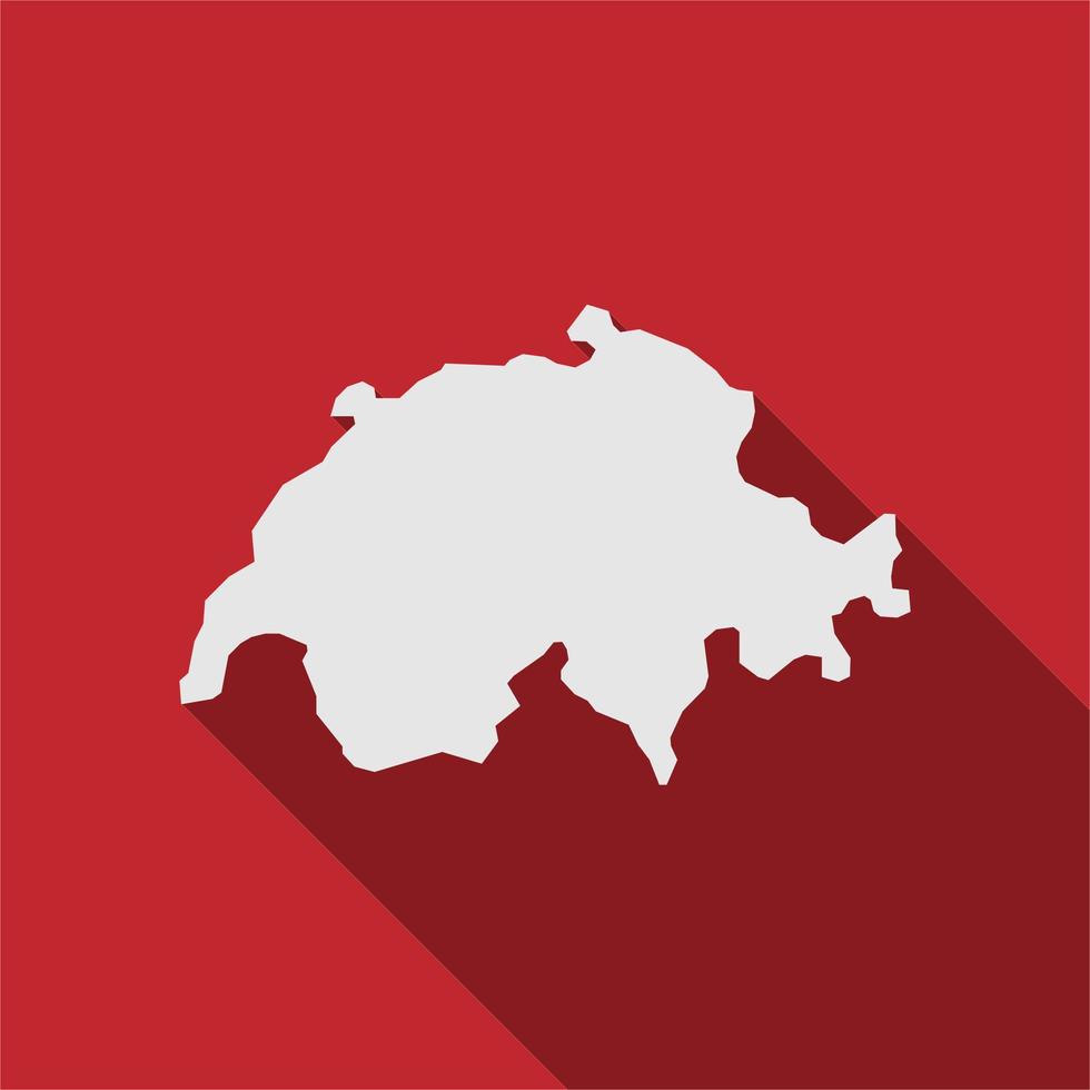 mappa della svizzera su sfondo rosso con una lunga ombra vettore