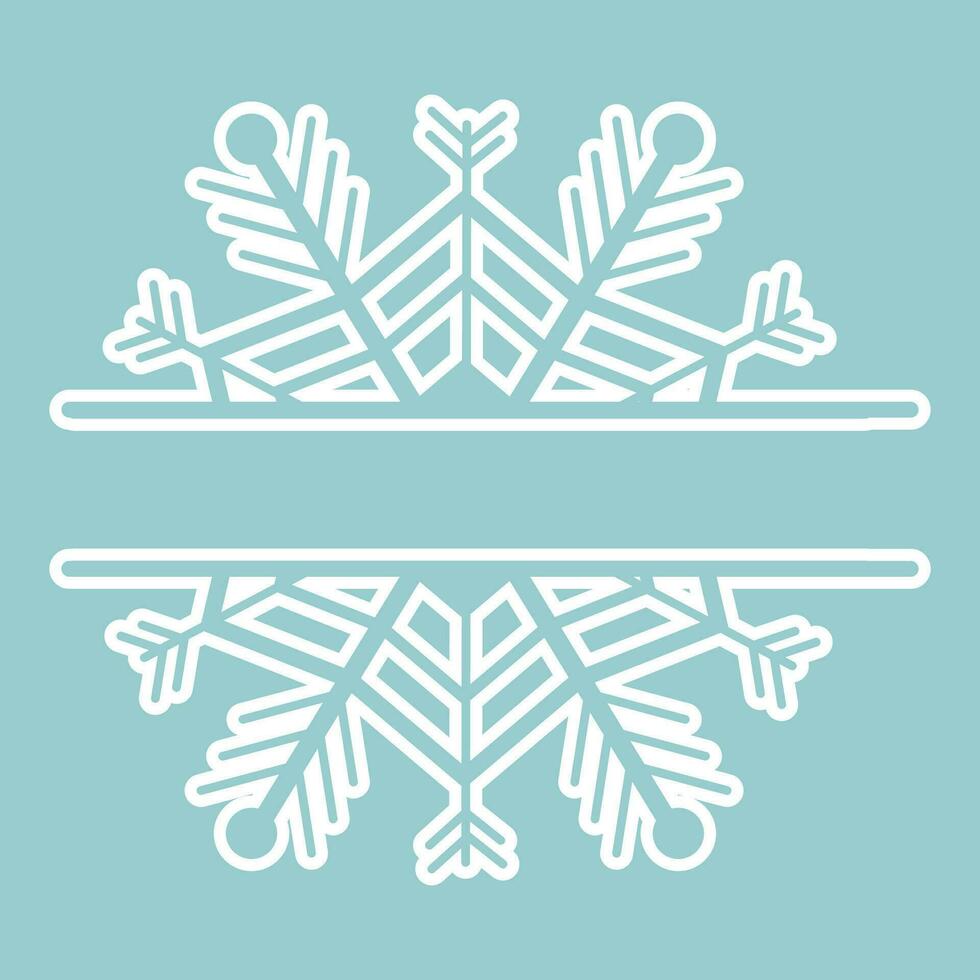 decorazione fiocco di neve telaio, monogramma per testo, ritagliare, linea isolato su sfondo. Natale vacanze, inverno simbolo, saluto. . vettore illustrazione