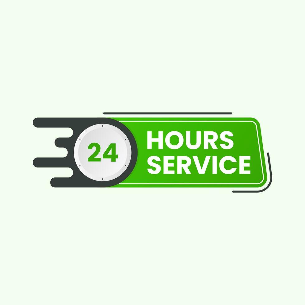 24 ore servizio etichetta design con orologio icona vettore