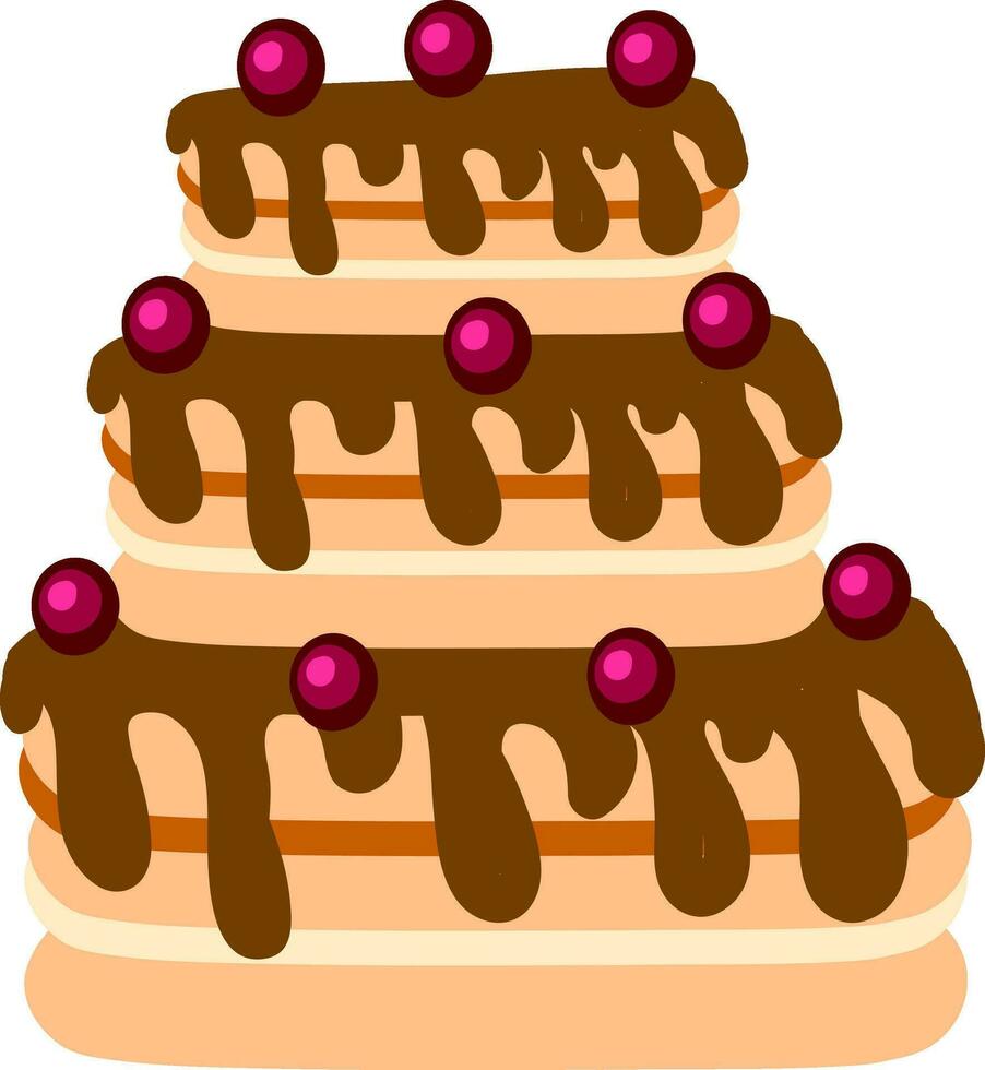 grande cioccolato torta, illustrazione, vettore su bianca sfondo.