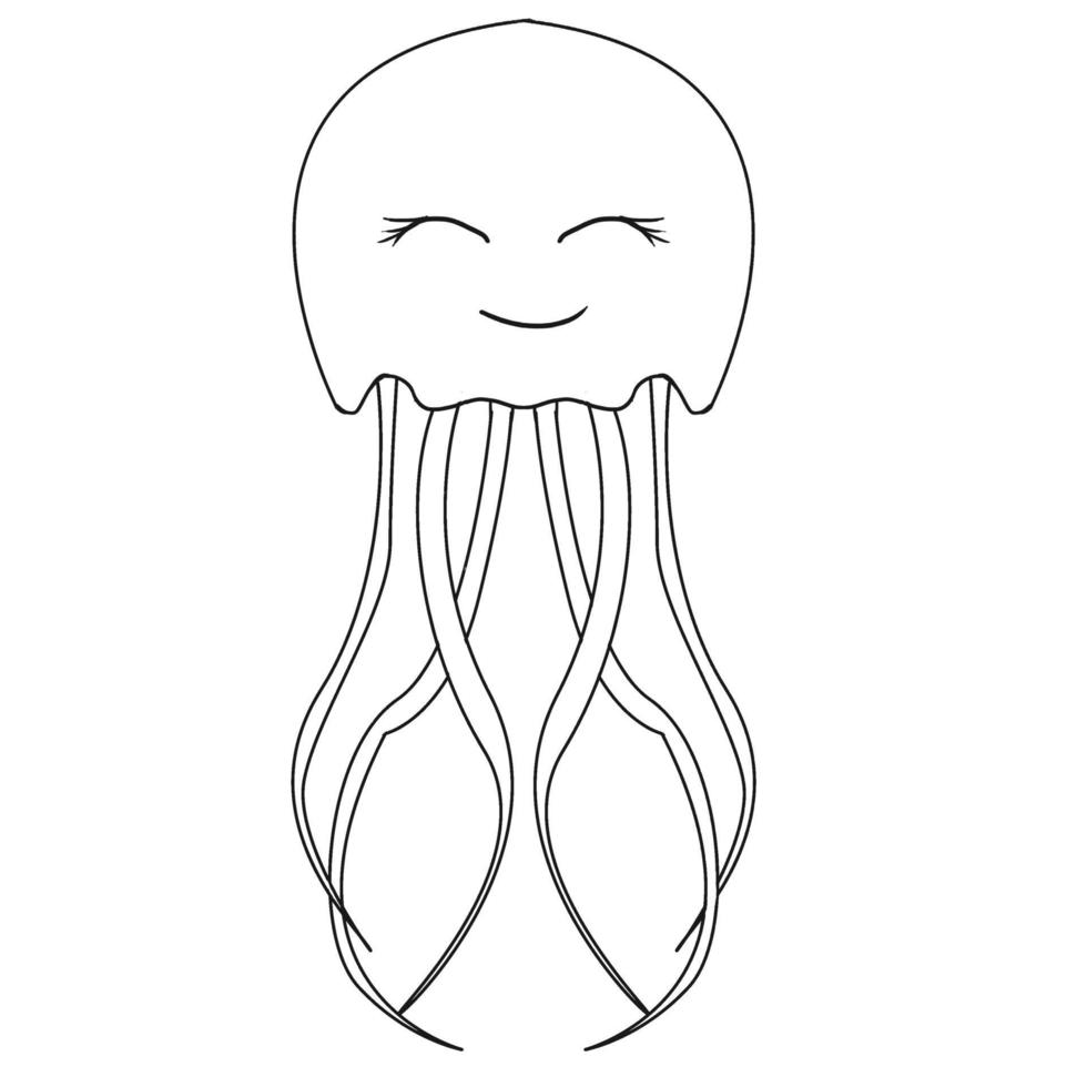 illustrazione vettoriale di meduse carina disegnata a mano isolata in uno sfondo bianco