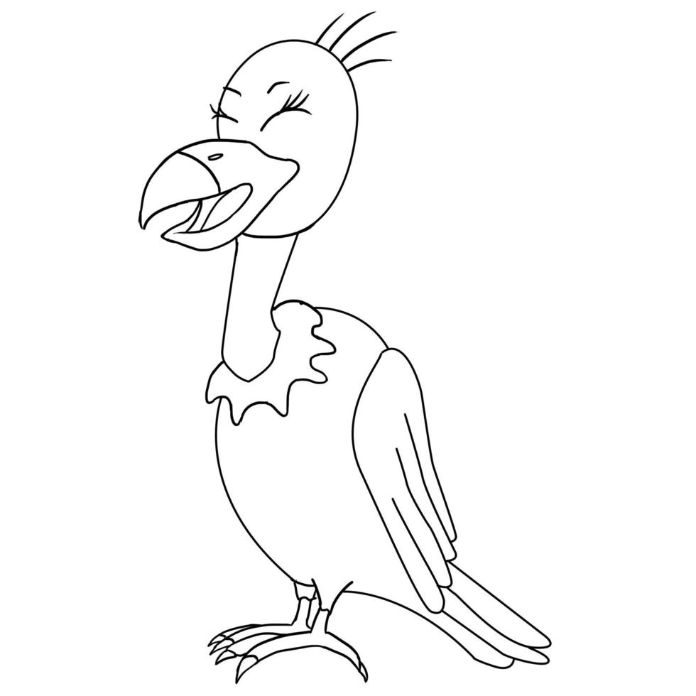 illustrazione vettoriale animale avvoltoio carino disegnato a mano isolato in uno sfondo bianco